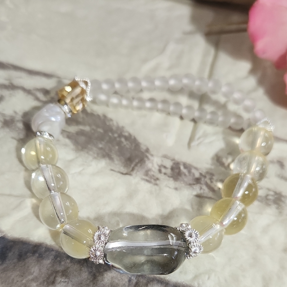 Handmade Elegant Silver and Gold Beaded Bracelet